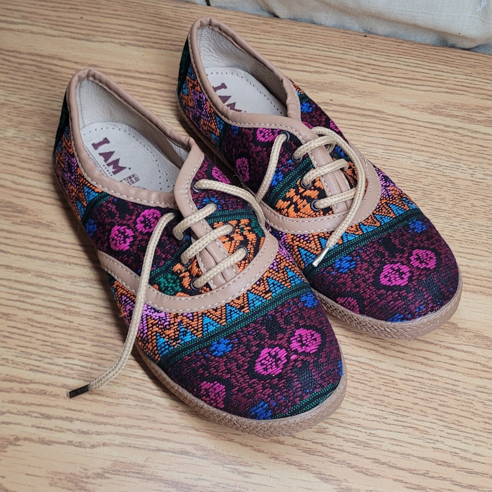Authentic IAM Incas Aztecas Mayas Shoes Woven vibrant colourful canvas
